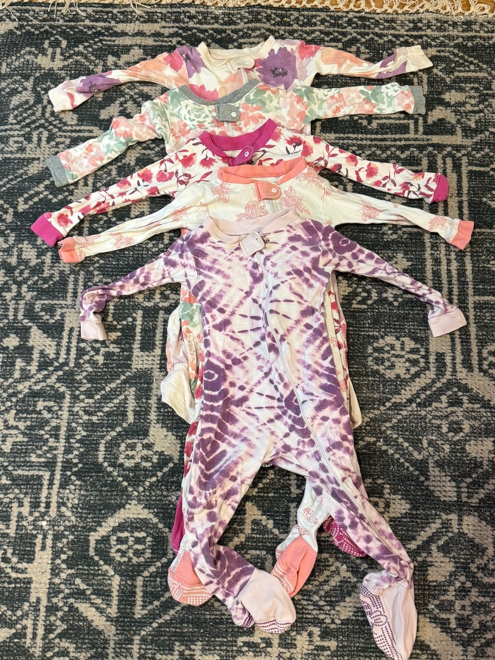 Girls' Purple Tie-Dye Footed One-Piece Pajamas